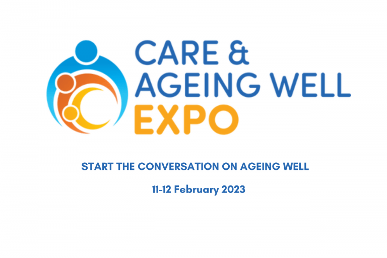 Care and Ageing Well Expo Logo - Text reads: Start the conversation on ageing well. 11 - 12 February 2023