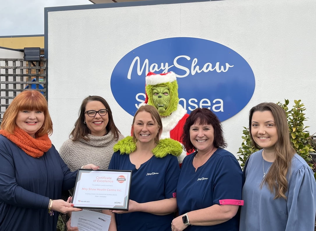 ACCPA’s Geraldine Ellis-Maguire (left) presents the ACCPA Excellence Awards certificate to the May Shaw team (from left) Fiona Onslow-Agnew (CEO), Kaylene Dare (Leisure and Lifestyle), Amanda McConnon (Leisure and Lifestyle) and Phoebe Breadmore (Marketing Administrator).